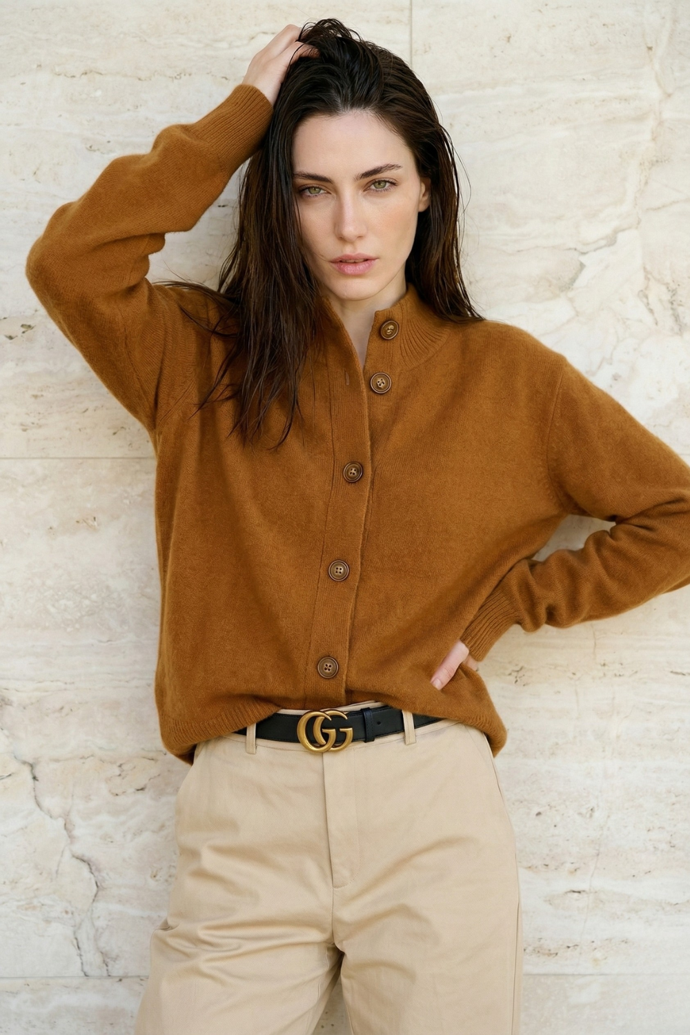 Madison Avenue Long Cardigan for Women | Soft Merino Blend with Bold Buttons 3
