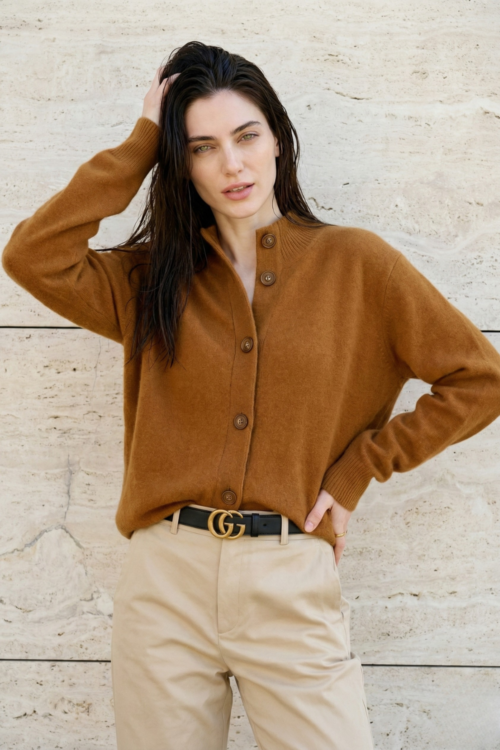 Madison Avenue Long Cardigan for Women | Soft Merino Blend with Bold Buttons 4