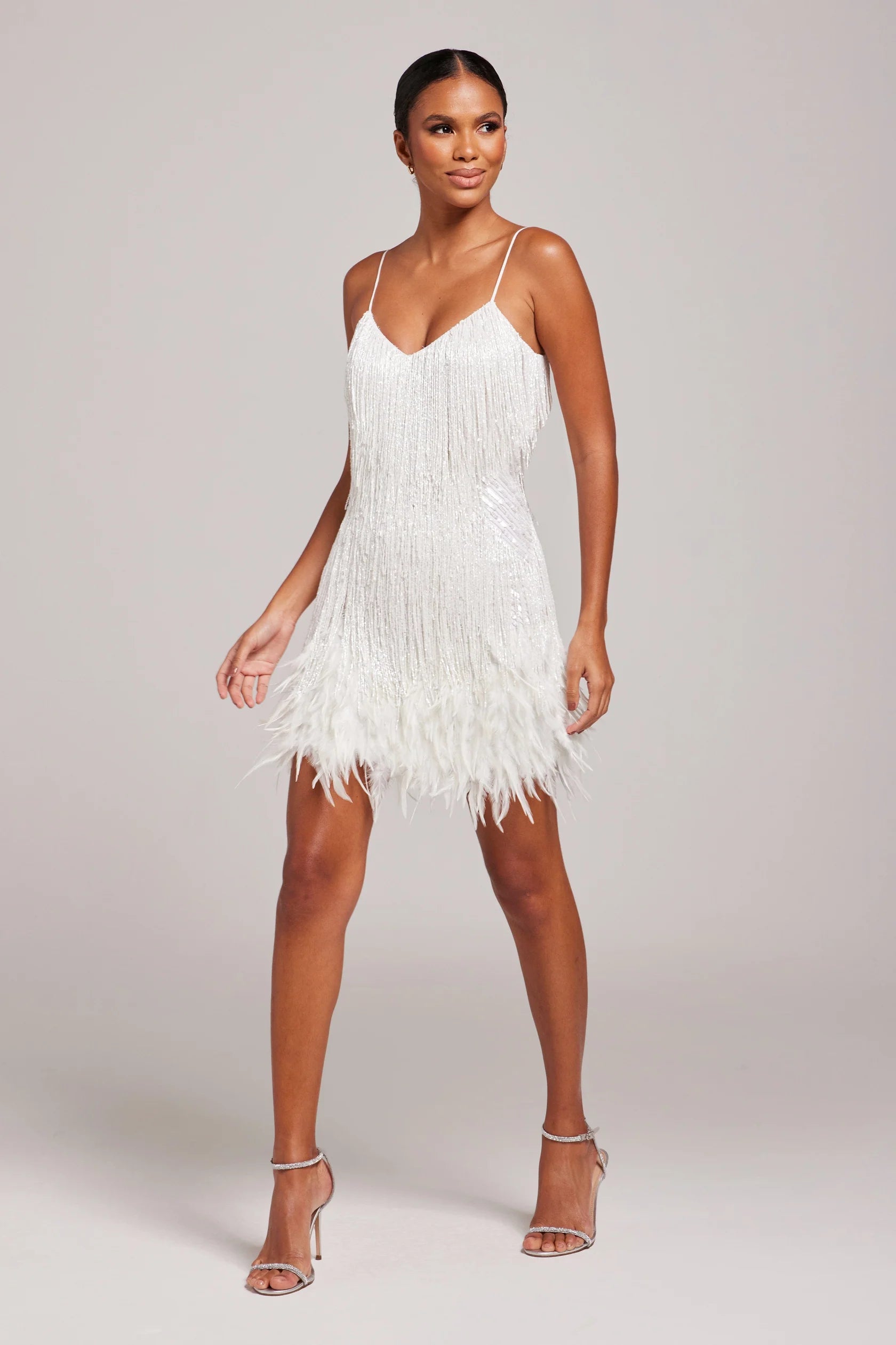 Margaret Plus Size Cocktail Dress | Elegant Fringe Feathers, Perfect for Weddings and Parties 1