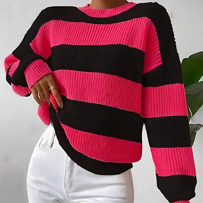 Alyssa | Gestreifter Strickpullover | Winterliches Freizeit-Essential