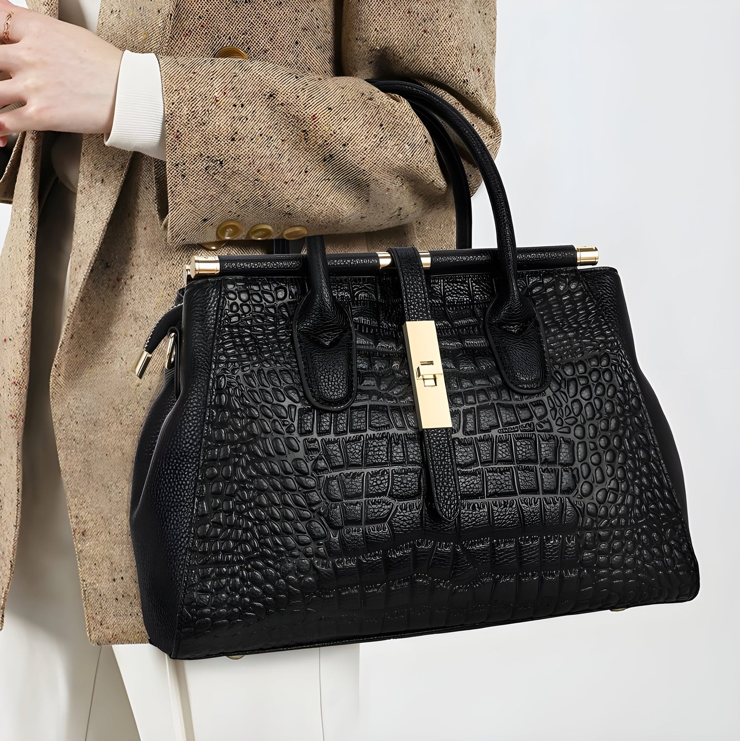 Maxie Alligator Handbag | Premium Cowhide Leather, Chic Design 2