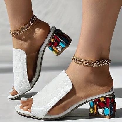 Mirella White Heels | Rhinestone-Studded, Formal Wedding Shoes 0
