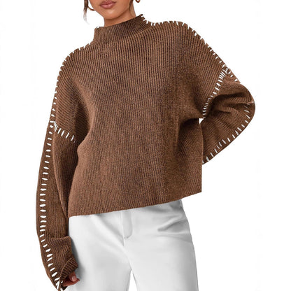 Juno Oversized Mock Neck in Gray – Women’s Sweater