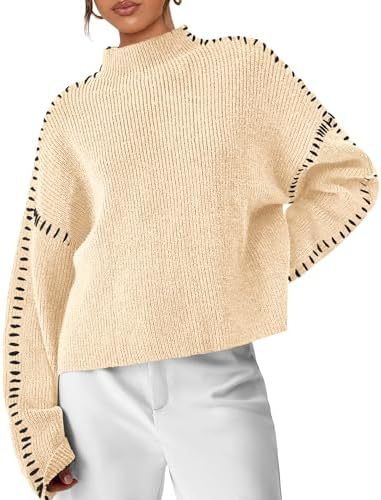 Juno Oversized Mock Neck in White – Women’s Sweater