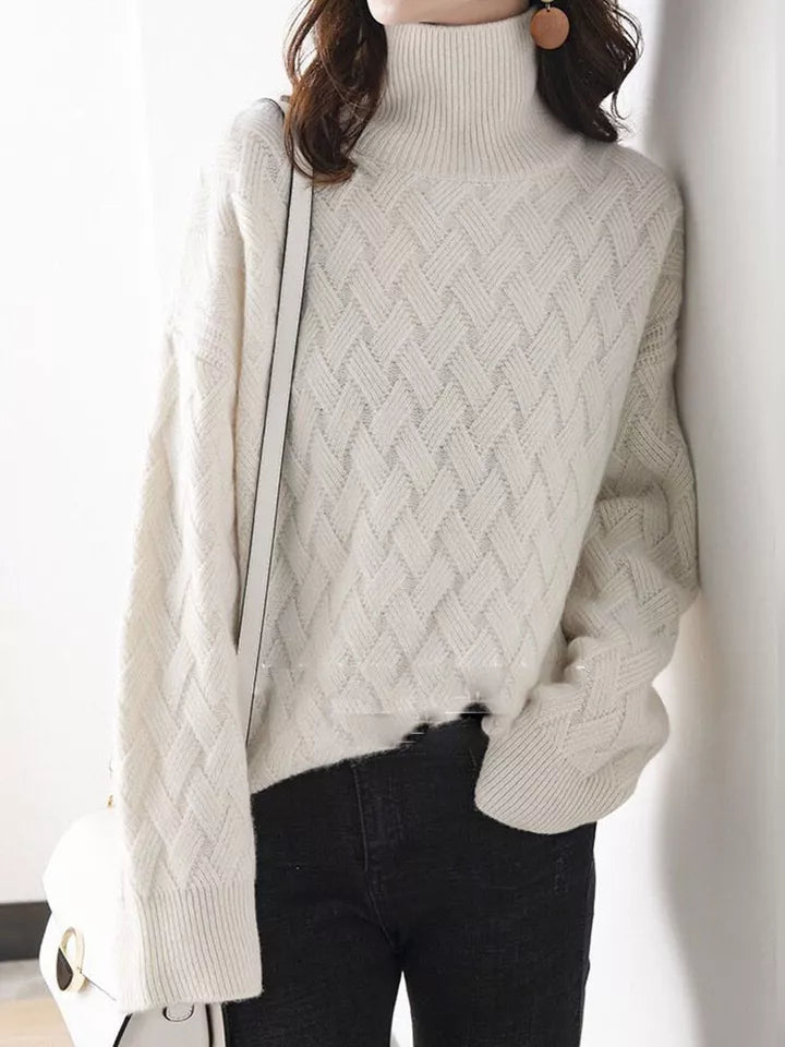 Nadia Ribbed Knit in Beige – Women's Sweater