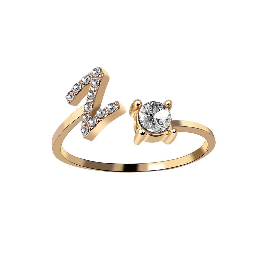 Personalized Initial Letter Ring | Adjustable Rhinestone Design 10