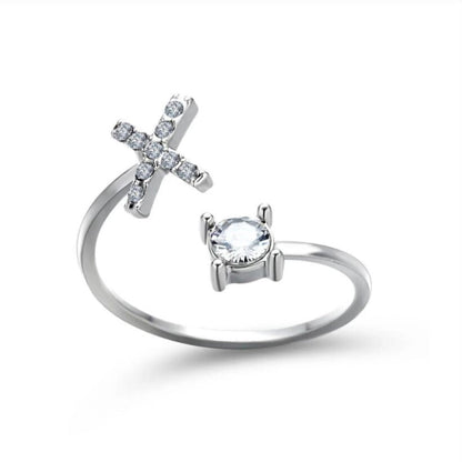 Personalized Initial Letter Ring | Adjustable Rhinestone Design 13