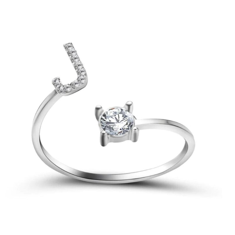 Personalized Initial Letter Ring | Adjustable Rhinestone Design 15