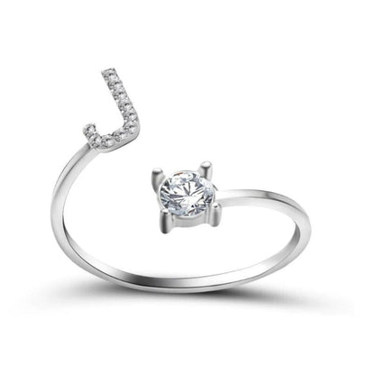 Personalized Initial Letter Ring | Adjustable Rhinestone Design 15