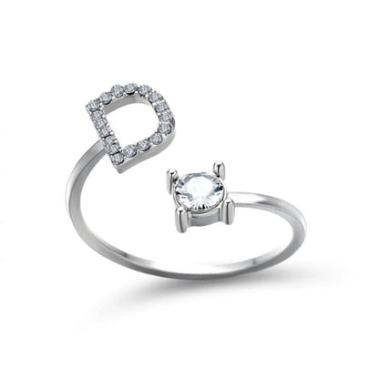 Personalized Initial Letter Ring | Adjustable Rhinestone Design 16