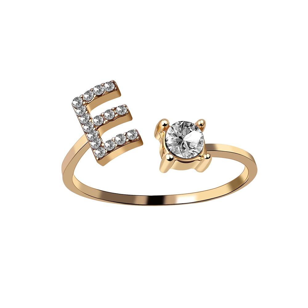 Personalized Initial Letter Ring | Adjustable Rhinestone Design 18