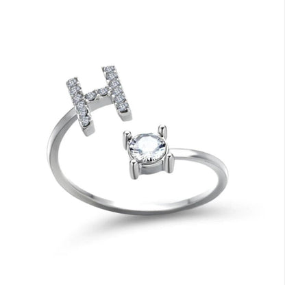 Personalized Initial Letter Ring | Adjustable Rhinestone Design 19