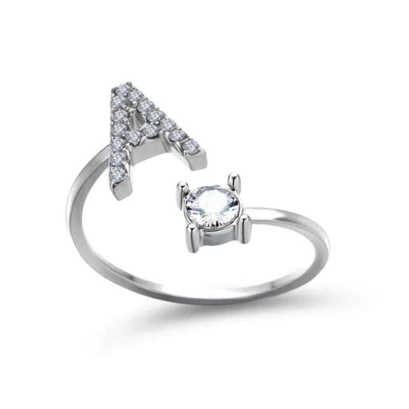 Personalized Initial Letter Ring | Adjustable Rhinestone Design 20