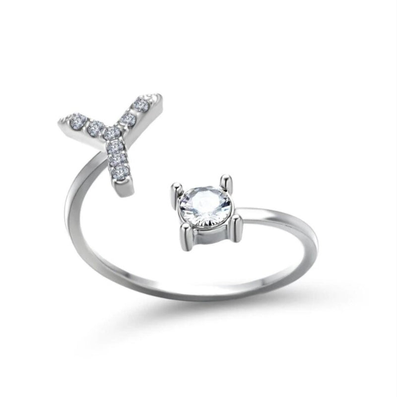 Personalized Initial Letter Ring | Adjustable Rhinestone Design 22