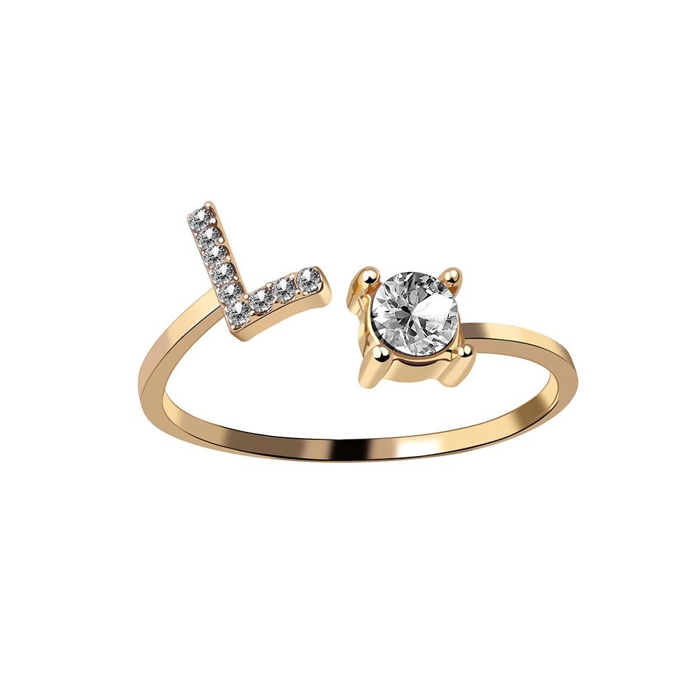 Personalized Initial Letter Ring | Adjustable Rhinestone Design 27