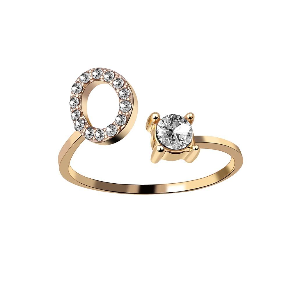 Personalized Initial Letter Ring | Adjustable Rhinestone Design 28