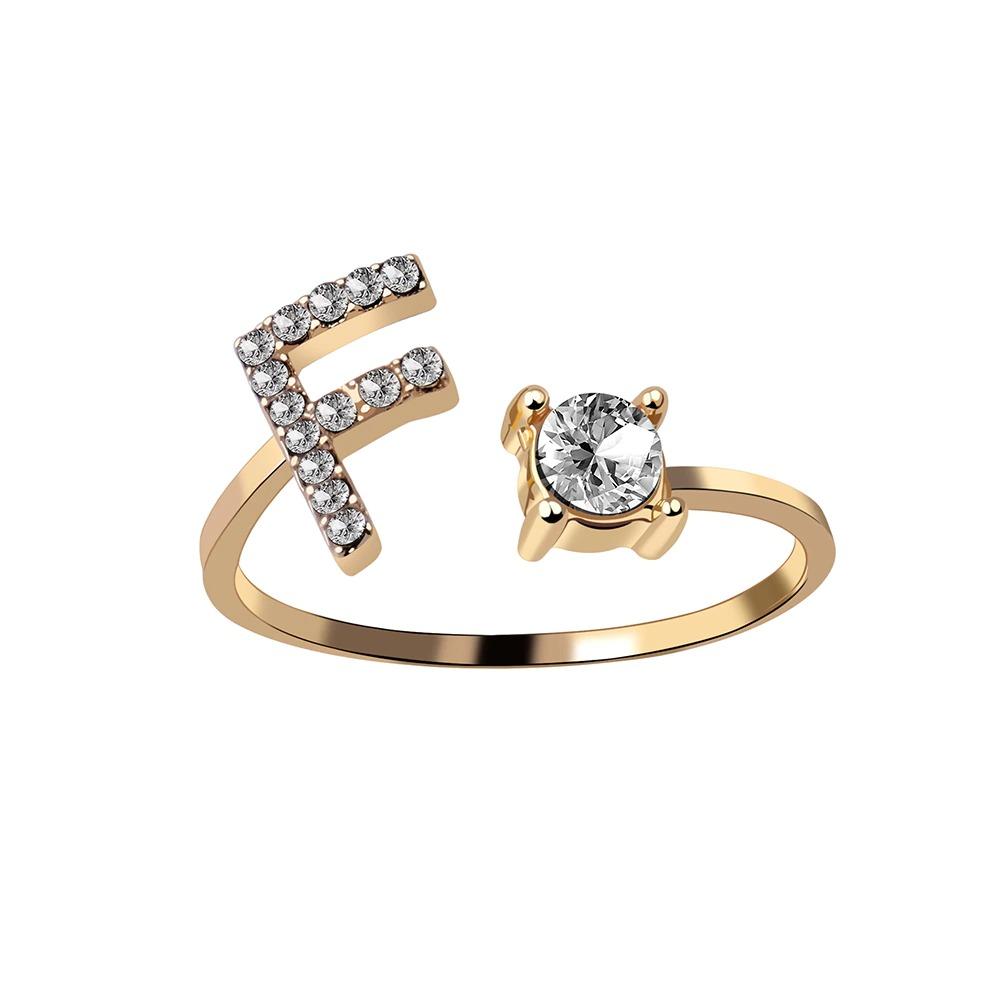 Personalized Initial Letter Ring | Adjustable Rhinestone Design 29
