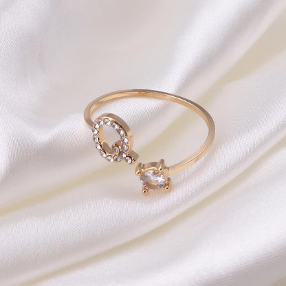 Personalized Initial Letter Ring | Adjustable Rhinestone Design 3