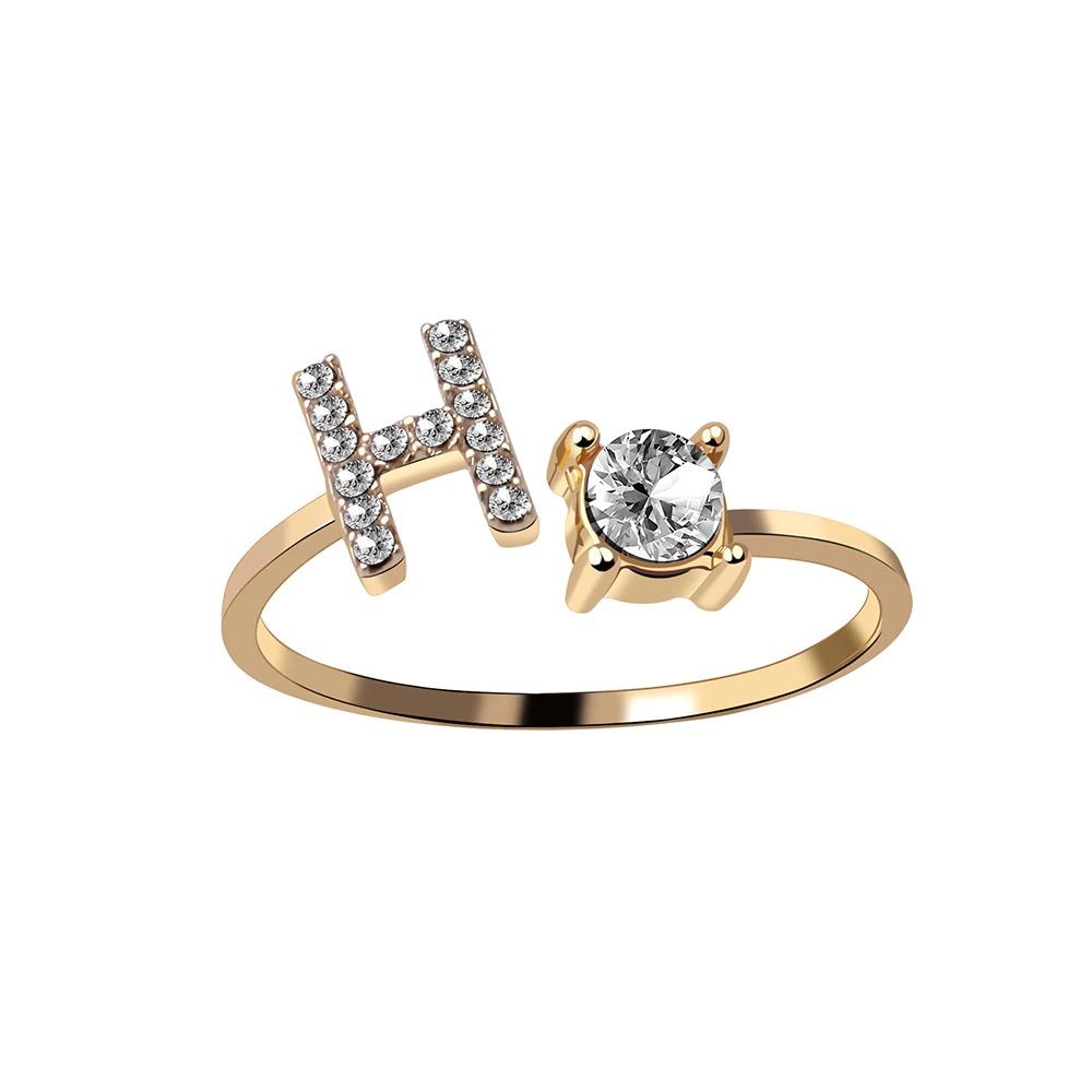 Personalized Initial Letter Ring | Adjustable Rhinestone Design 30