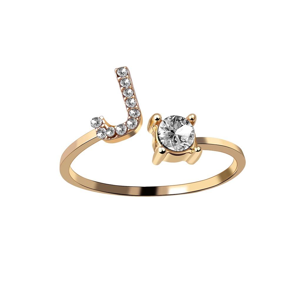 Personalized Initial Letter Ring | Adjustable Rhinestone Design 31