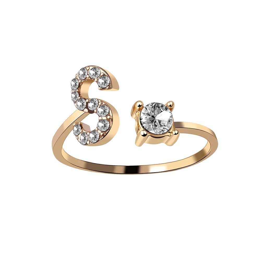 Personalized Initial Letter Ring | Adjustable Rhinestone Design 39