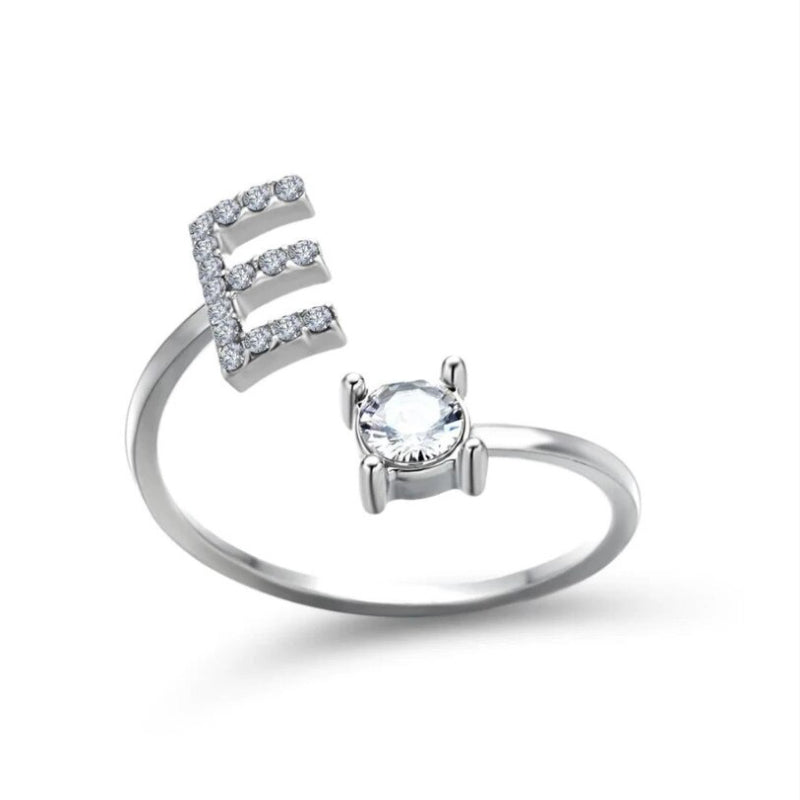 Personalized Initial Letter Ring | Adjustable Rhinestone Design 41