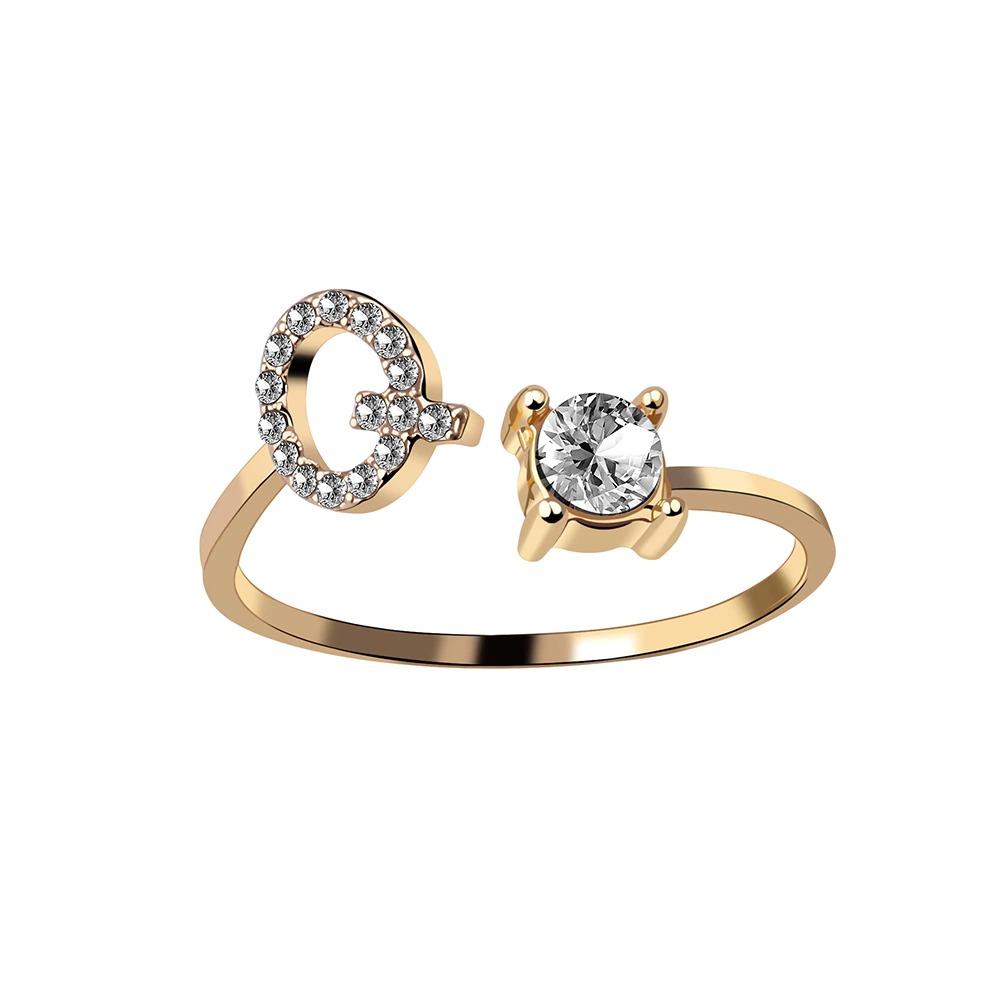 Personalized Initial Letter Ring | Adjustable Rhinestone Design 43