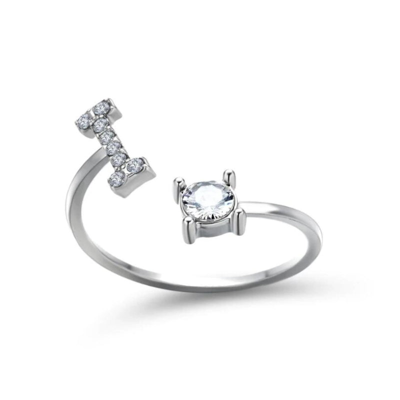 Personalized Initial Letter Ring | Adjustable Rhinestone Design 46