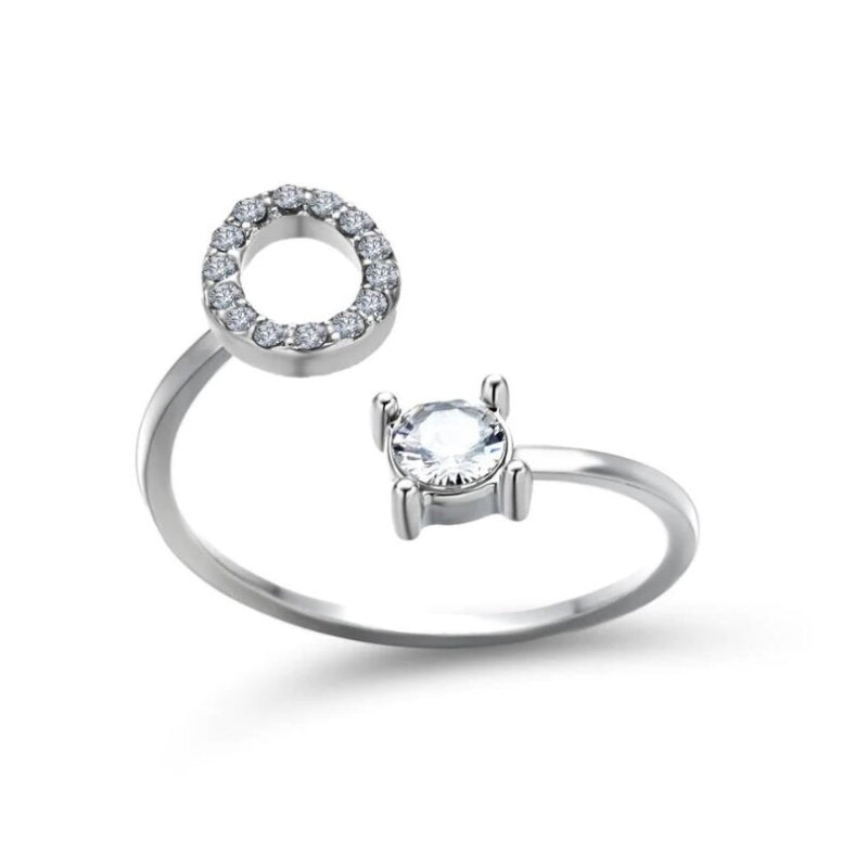 Personalized Initial Letter Ring | Adjustable Rhinestone Design 47