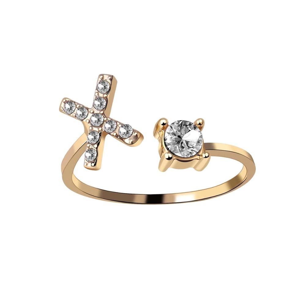 Personalized Initial Letter Ring | Adjustable Rhinestone Design 56