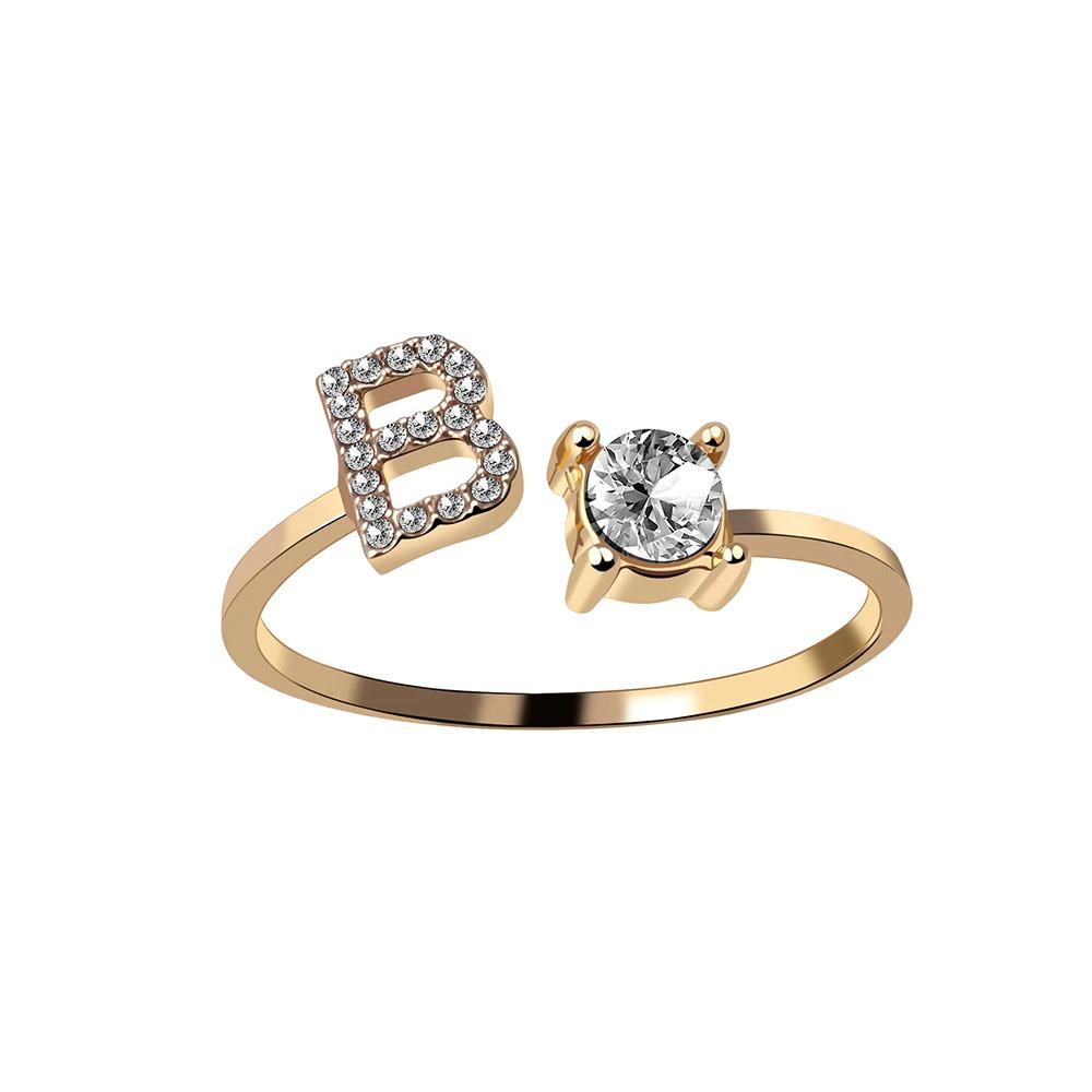 Personalized Initial Letter Ring | Adjustable Rhinestone Design 7