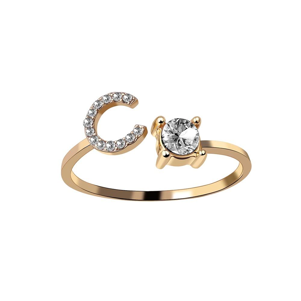 Personalized Initial Letter Ring | Adjustable Rhinestone Design 8