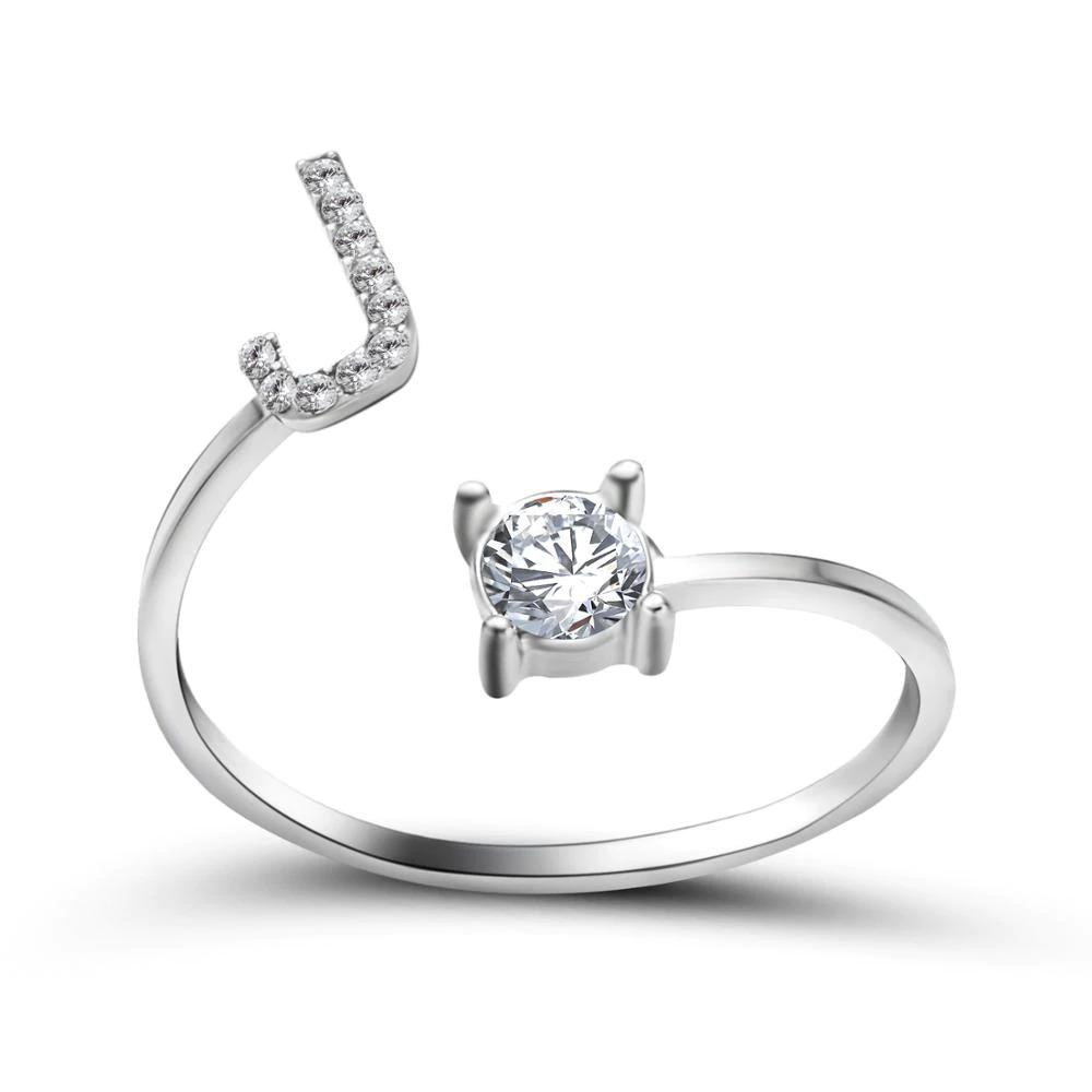 Personalized Initial Ring for Women | Adjustable with Rhinestones 10