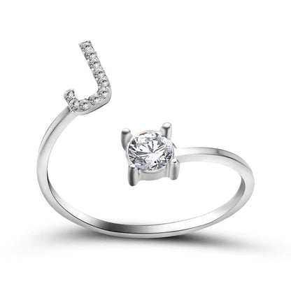 Personalized Initial Ring for Women | Adjustable with Rhinestones 10