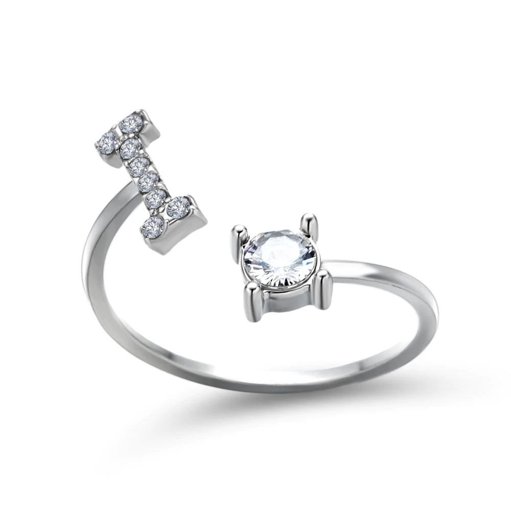 Personalized Initial Ring for Women | Adjustable with Rhinestones 11