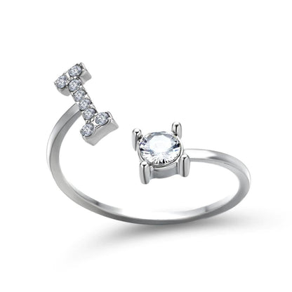 Personalized Initial Ring for Women | Adjustable with Rhinestones 11