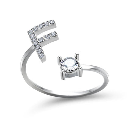 Personalized Initial Ring for Women | Adjustable with Rhinestones 12