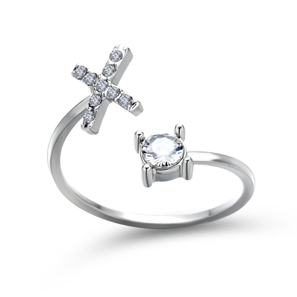 Personalized Initial Ring for Women | Adjustable with Rhinestones 13