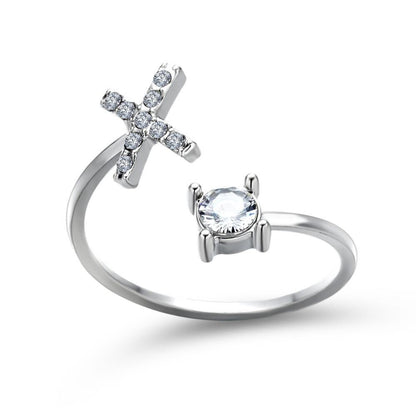 Personalized Initial Ring for Women | Adjustable with Rhinestones 13