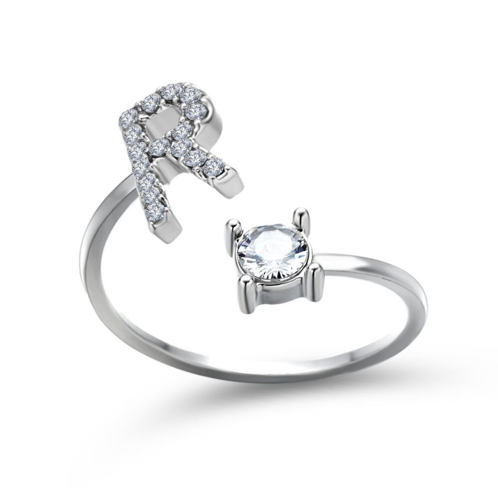 Personalized Initial Ring for Women | Adjustable with Rhinestones 15