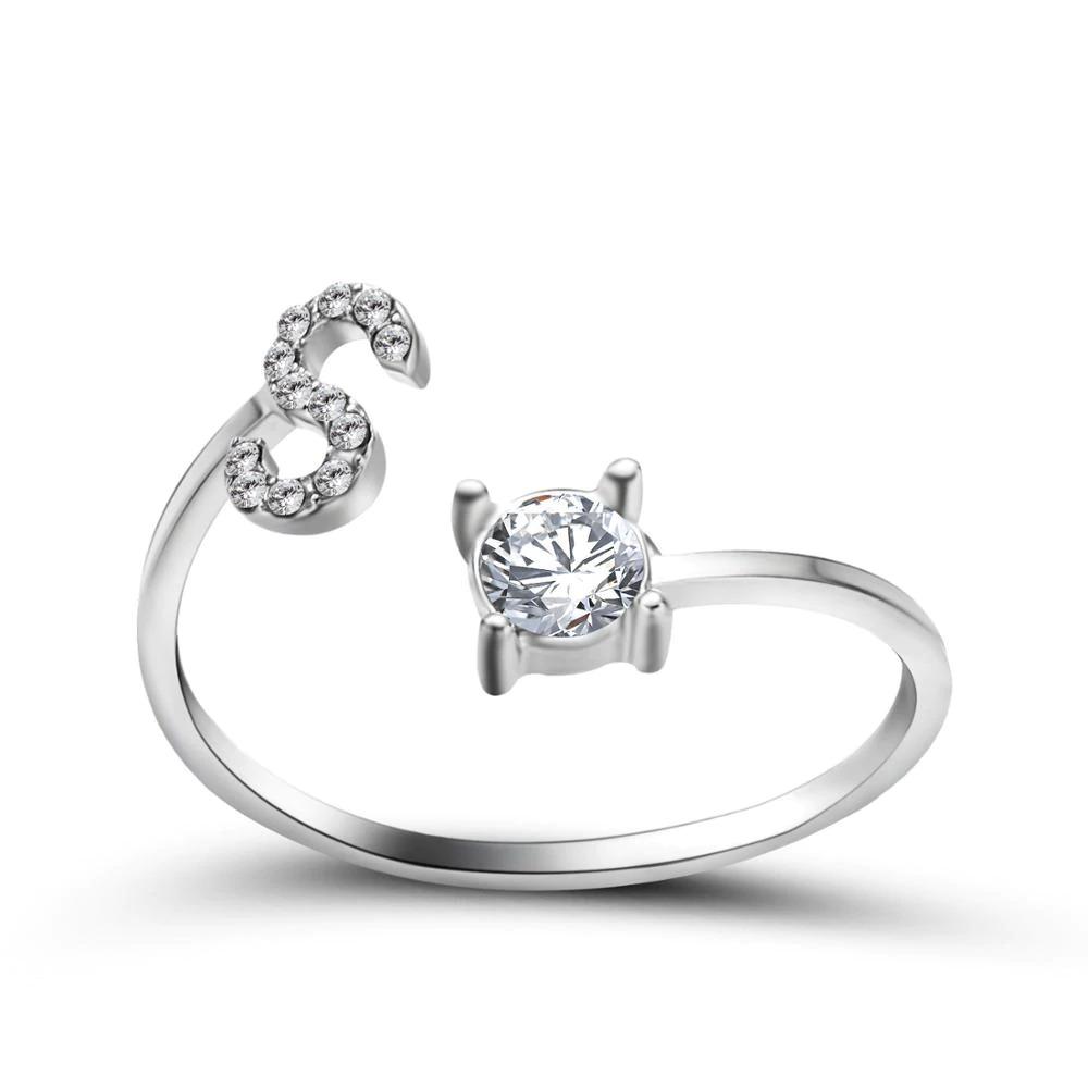 Personalized Initial Ring for Women | Adjustable with Rhinestones 17