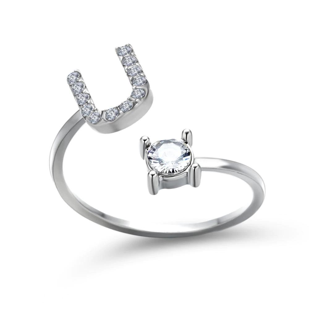 Personalized Initial Ring for Women | Adjustable with Rhinestones 18