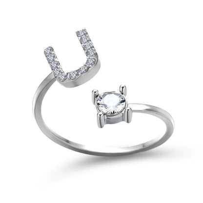Personalized Initial Ring for Women | Adjustable with Rhinestones 18