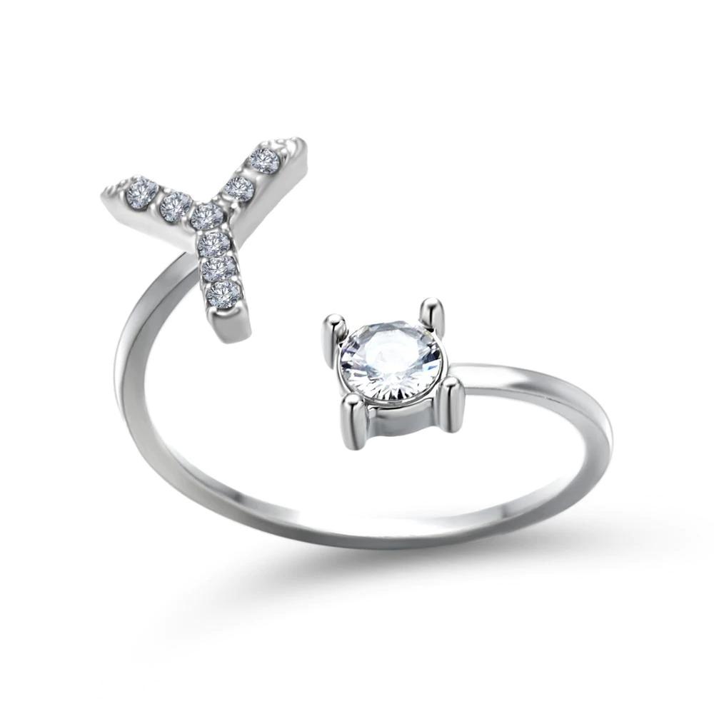 Personalized Initial Ring for Women | Adjustable with Rhinestones 19