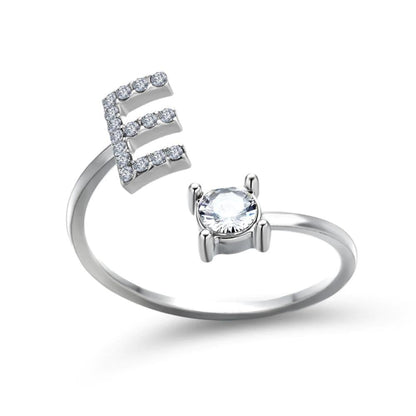 Personalized Initial Ring for Women | Adjustable with Rhinestones 20