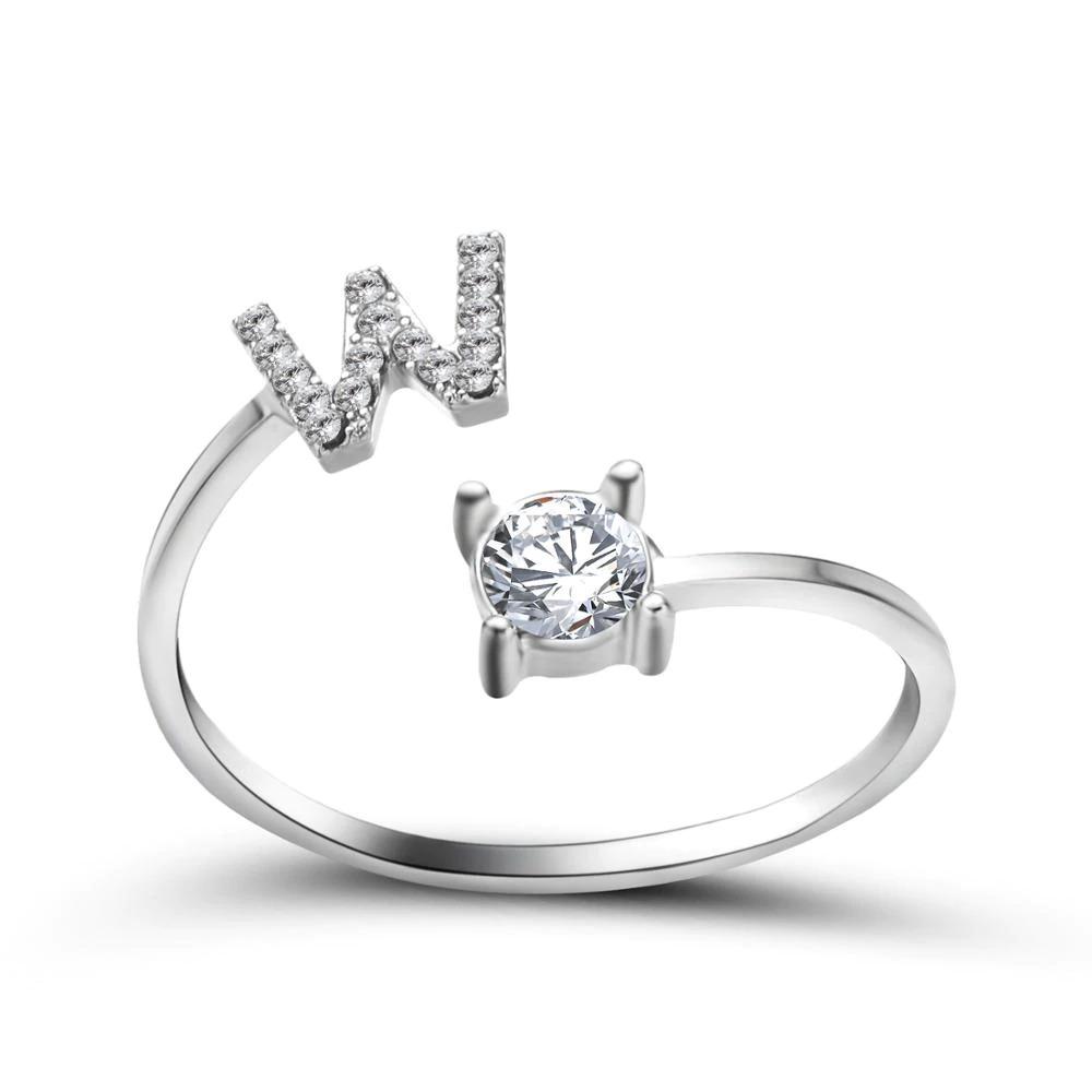 Personalized Initial Ring for Women | Adjustable with Rhinestones 21