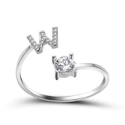 Personalized Initial Ring for Women | Adjustable with Rhinestones 21