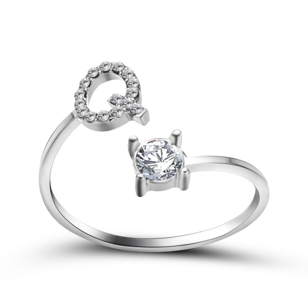 Personalized Initial Ring for Women | Adjustable with Rhinestones 22
