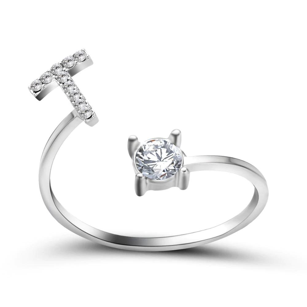 Personalized Initial Ring for Women | Adjustable with Rhinestones 24