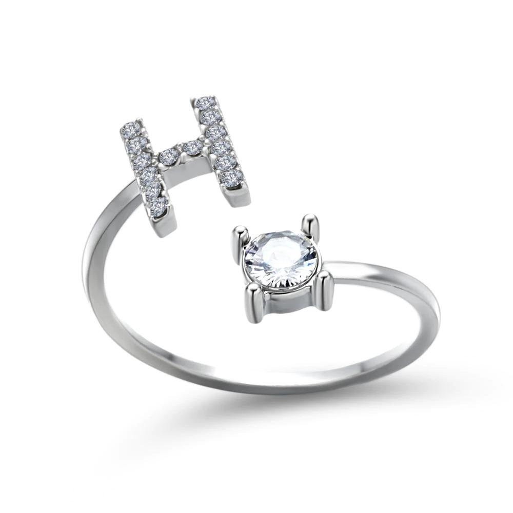 Personalized Initial Ring for Women | Adjustable with Rhinestones 25